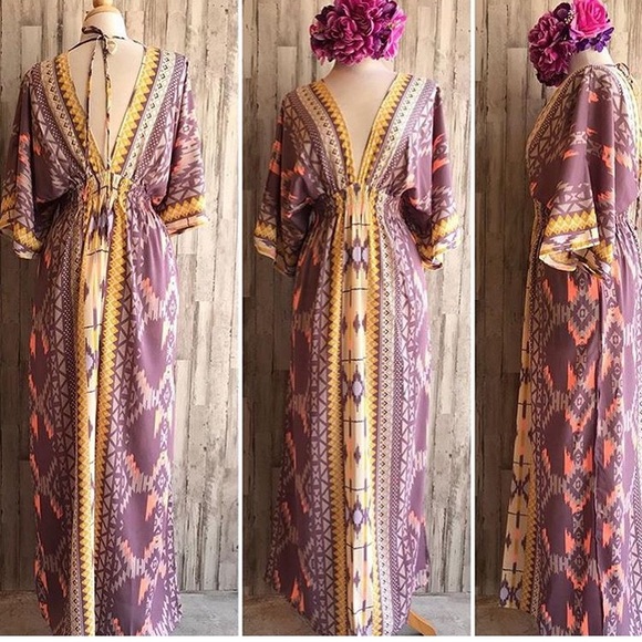 India silk one of kind maxi dress NWT maxi MED/LG - Picture 2 of 8